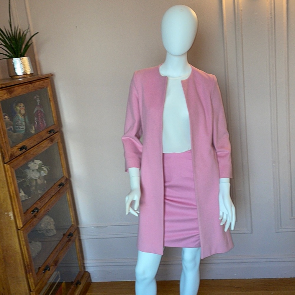 Rose wool two piece jacket and skirt
